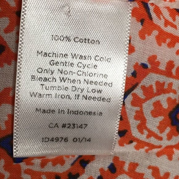Talbots Sz 14P Red Print Button Up Blouse - Picture 5 of 6